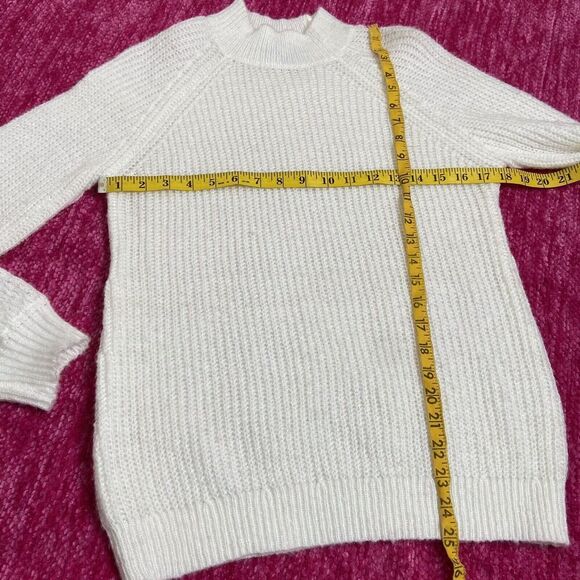 Belle by Belldini Mock Neck Sweater Braid Trim Ivory Size Large - Picture 8 of 9